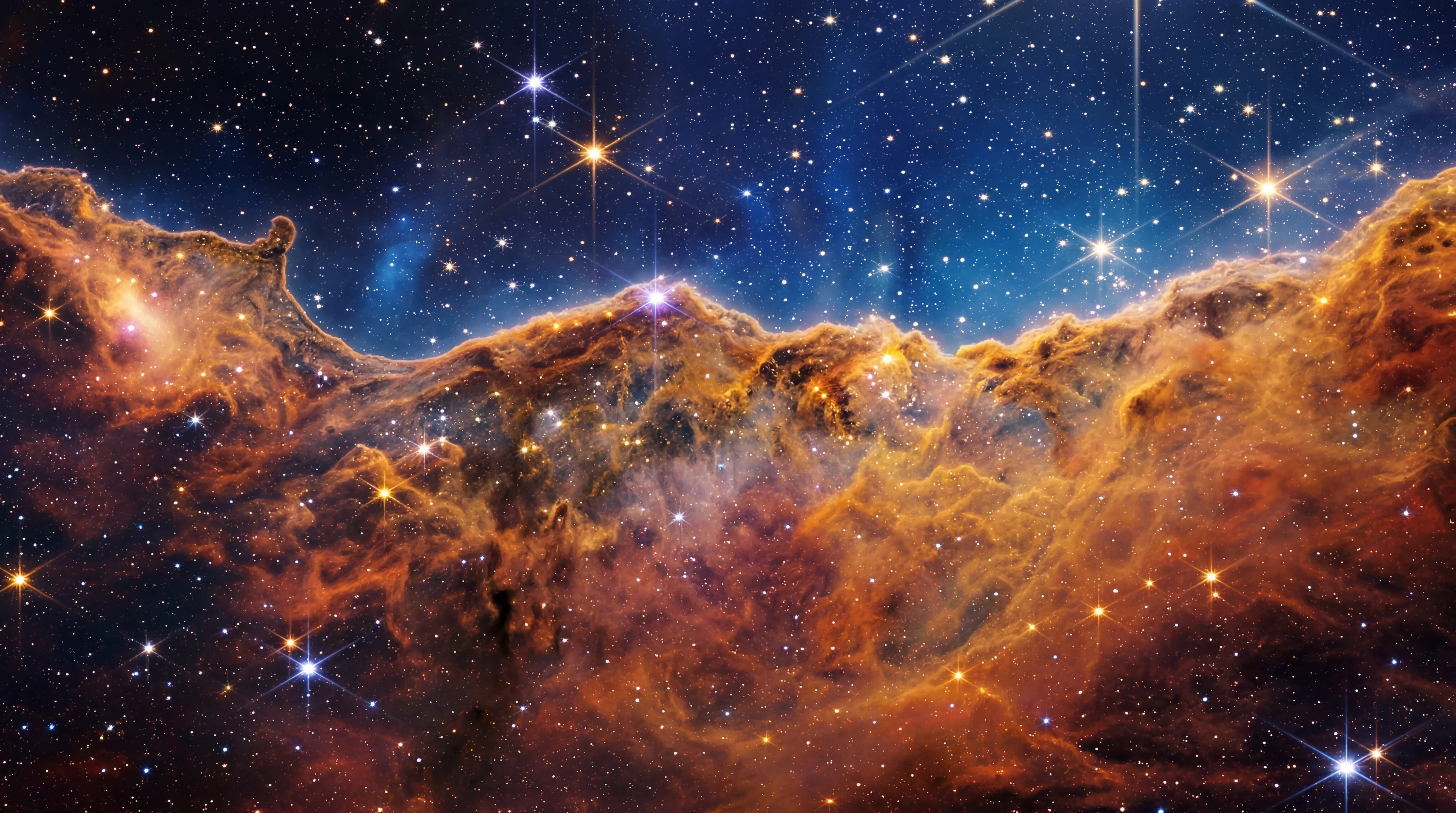 A deep field of stars and glowing dust clouds beyond the Meridian's viewport, the space Kira spent eleven years navigating