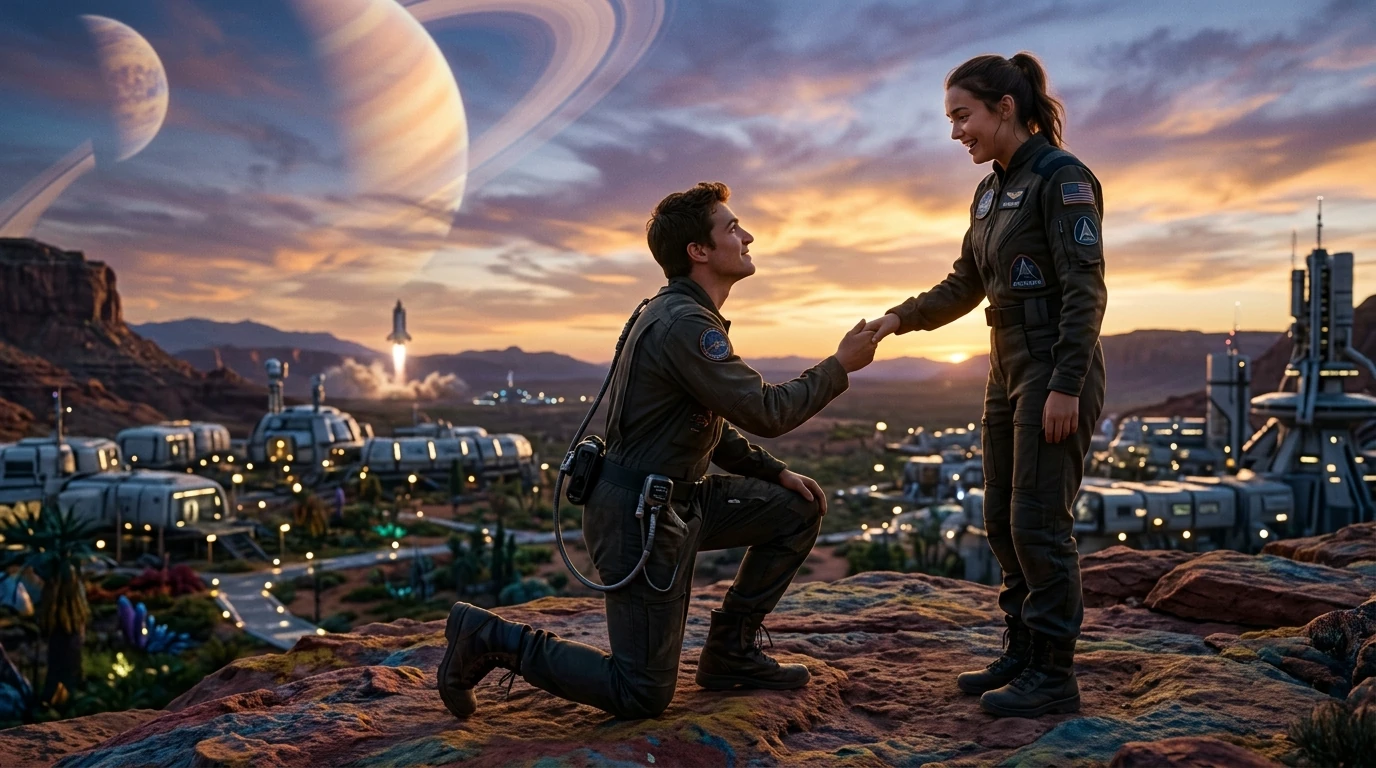 Conclusion illustration for he falls first sci fi romance