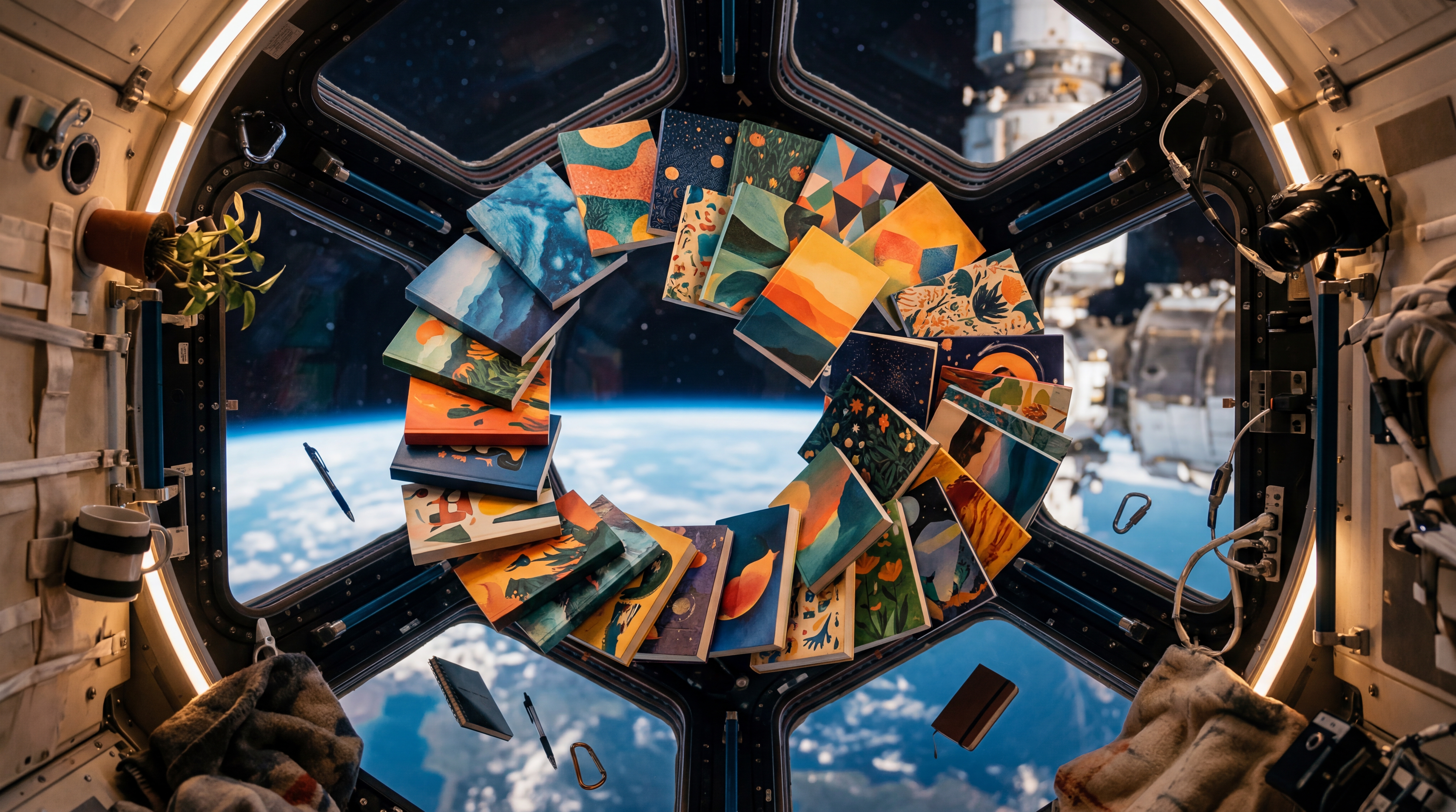 A starship corridor glowing with amber light, a reader's silhouette visible in the foreground holding an e-reader device